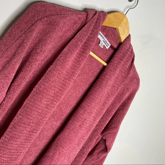 Barefoot Dreams Cozy Chic Lite Rust Knit Long Cardigan Pockets Size Small - Picture 3 of 9